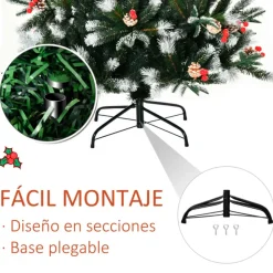 Árbol de Navidad artificial Homcom 678 ramas con adornos verde 180 cm