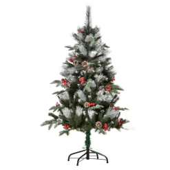 Árbol de Navidad artificial Homcom 266 ramas 27 piñas 27 bayas verde 120 cm