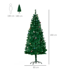 Árbol de Navidad artificial Homcom 624 ramas con adornos verde 180 cm