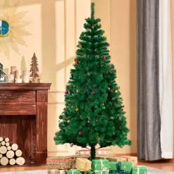 Árbol de Navidad artificial Homcom 624 ramas con adornos verde 180 cm