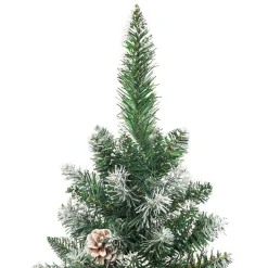 Árbol de Navidad con decoraciones efecto nevado verde/blanco