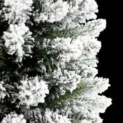 Árbol de Navidad diseño Slim con efecto nevado verde/blanco