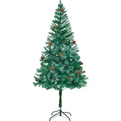 Árbol de Navidad glaseado con piñas 540 ramas verde 180 cm