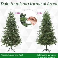 Árbol de Navidad Homcom 440 ramas base plegable verde Ø75x150 cm