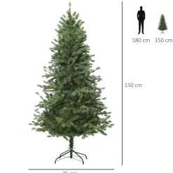 Árbol de Navidad Homcom 440 ramas base plegable verde Ø75x150 cm