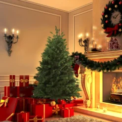 Árbol de Navidad Homcom 440 ramas base plegable verde Ø75x150 cm