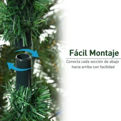 Árbol de Navidad Homcom 440 ramas base plegable verde Ø75x150 cm