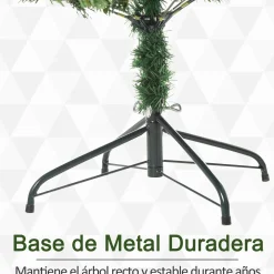 Árbol de Navidad Homcom 440 ramas base plegable verde Ø75x150 cm