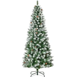 Árbol de Navidad Homcom 630 ramas con piñas verde/blanco Ø75x180 cm