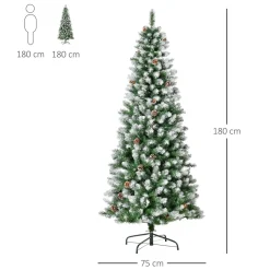Árbol de Navidad Homcom 630 ramas con piñas verde/blanco Ø75x180 cm