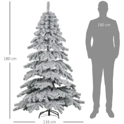 Árbol de Navidad Homcom 627 ramas efecto nevado verde/blanco Ø116x180 cm