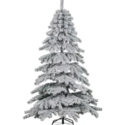 Árbol de Navidad Homcom 627 ramas efecto nevado verde/blanco Ø116x180 cm