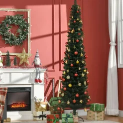Árbol de Navidad Homcom 510 ramas base plegable verde Ø56x210 cm