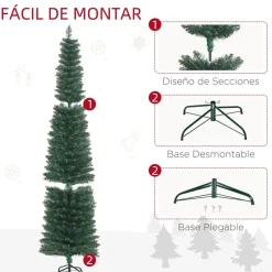 Árbol de Navidad Homcom 510 ramas base plegable verde Ø56x210 cm
