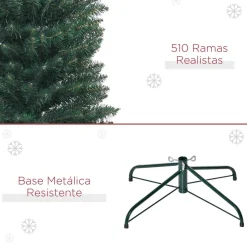 Árbol de Navidad Homcom 510 ramas base plegable verde Ø56x210 cm