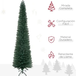 Árbol de Navidad Homcom 510 ramas base plegable verde Ø56x210 cm