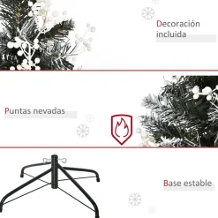 Árbol de Navidad Homcom 222 ramas 28 decoraciones verde 120 cm