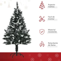 Árbol de Navidad Homcom 222 ramas 28 decoraciones verde 120 cm