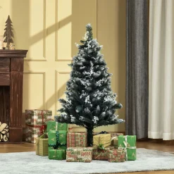 Árbol de Navidad Homcom 222 ramas 28 decoraciones verde 120 cm