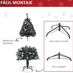 Árbol de Navidad Homcom 222 ramas 28 decoraciones verde 120 cm