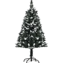Árbol de Navidad Homcom 222 ramas 28 decoraciones verde 120 cm