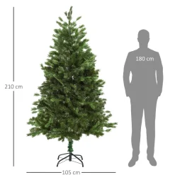 Árbol de Navidad Homcom 934 ramas con base plegable verde Ø105x210 cm