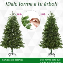 Árbol de Navidad Homcom 934 ramas con base plegable verde Ø105x210 cm