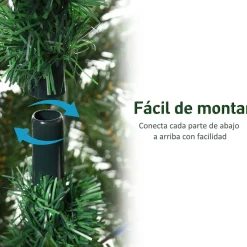 Árbol de Navidad Homcom 934 ramas con base plegable verde Ø105x210 cm