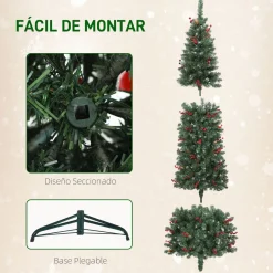 Árbol de Navidad Homcom 656 ramas con 300 luces LED y decoraciones verde 210 cm