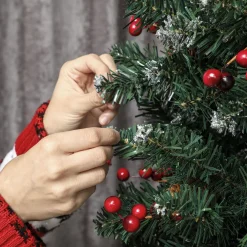 Árbol de Navidad Homcom 656 ramas con 300 luces LED y decoraciones verde 210 cm