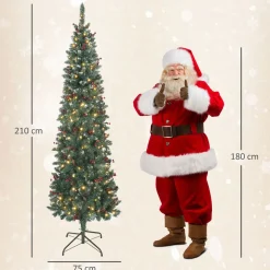 Árbol de Navidad Homcom 656 ramas con 300 luces LED y decoraciones verde 210 cm
