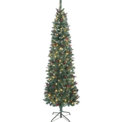 Árbol de Navidad Homcom 656 ramas con 300 luces LED y decoraciones verde 210 cm