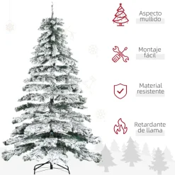 Árbol de Navidad Homcom 1083 ramas efecto nevado verde/blanco Ø140x225 cm