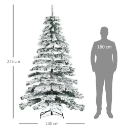 Árbol de Navidad Homcom 1083 ramas efecto nevado verde/blanco Ø140x225 cm