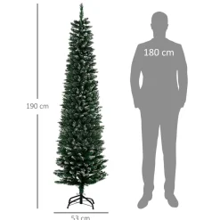 Árbol de Navidad Homcom 570 ramas efecto nieve verde Ø50x190 cm
