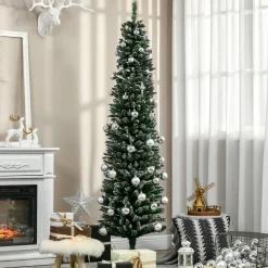 Árbol de Navidad Homcom 570 ramas efecto nieve verde Ø50x190 cm