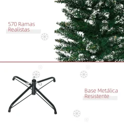 Árbol de Navidad Homcom 570 ramas efecto nieve verde Ø50x190 cm
