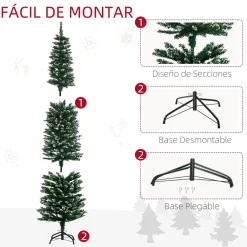 Árbol de Navidad Homcom 570 ramas efecto nieve verde Ø50x190 cm