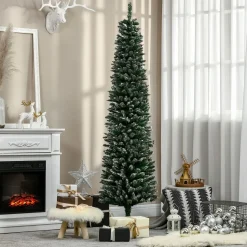 Árbol de Navidad Homcom 570 ramas efecto nieve verde Ø50x190 cm