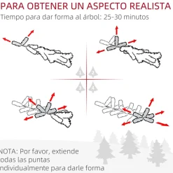 Árbol de Navidad Homcom 570 ramas efecto nieve verde Ø50x190 cm
