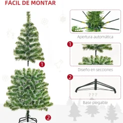 Árbol de Navidad Homcom 416 ramas verde Ø75x150 cm