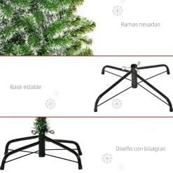 Árbol de Navidad Homcom 416 ramas verde Ø75x150 cm