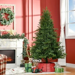 Árbol de Navidad Homcom 1443 ramas con decoración verde Ø120x180 cm