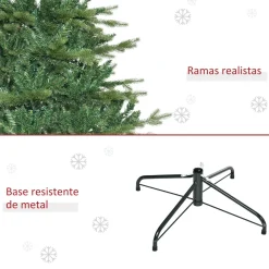 Árbol de Navidad Homcom 1443 ramas con decoración verde Ø120x180 cm