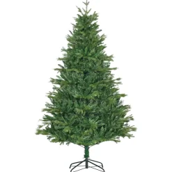 Árbol de Navidad Homcom 1443 ramas con decoración verde Ø120x180 cm