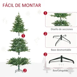 Árbol de Navidad Homcom 1443 ramas con decoración verde Ø120x180 cm