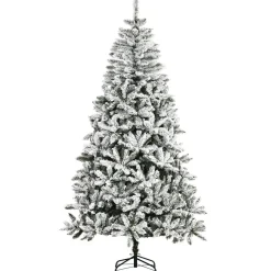 Árbol de Navidad Homcom 1300 ramas efecto nieve blanco/verde Ø120x225 cm