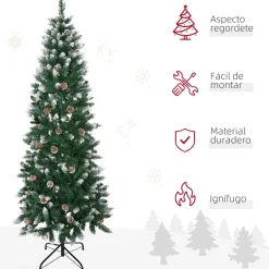 Árbol de Navidad Homcom 508 ramas con decoraciones navideñas verde Ø73x180 cm