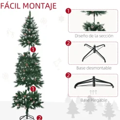 Árbol de Navidad Homcom 508 ramas con decoraciones navideñas verde Ø73x180 cm