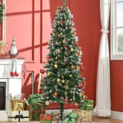 Árbol de Navidad Homcom 508 ramas con decoraciones navideñas verde Ø73x180 cm